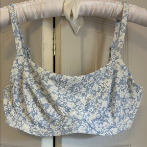 Hollister Blue and White Bikini Top